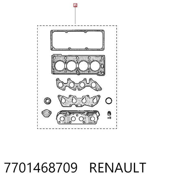 Верхний комплект прокладок двигателя 7701468709 Renault (RVI)