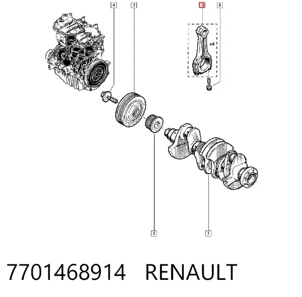 Шатун поршня двигателя 7701468914 Renault (RVI)