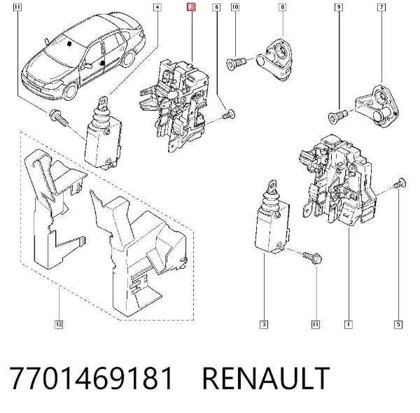 Замок передней правой двери 7701469181 Renault (RVI)