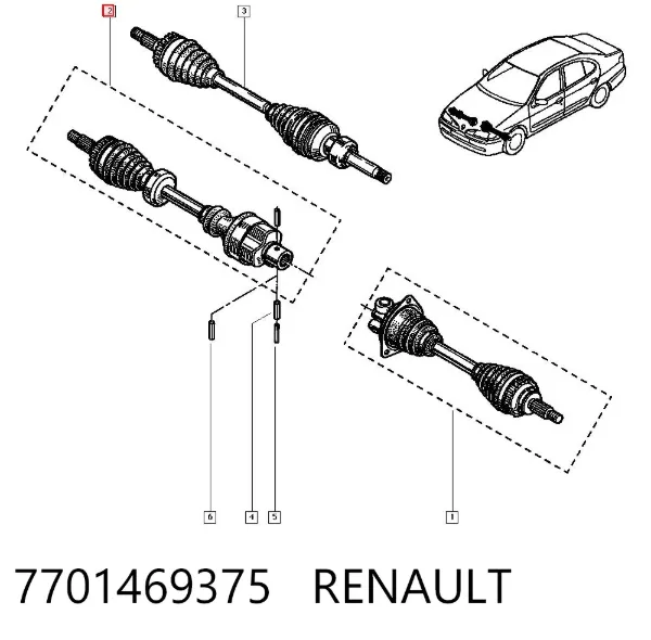 Правая полуось 7701469375 Renault (RVI)