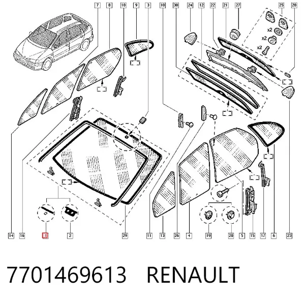 Лобовое стекло 7701469613 Renault (RVI)
