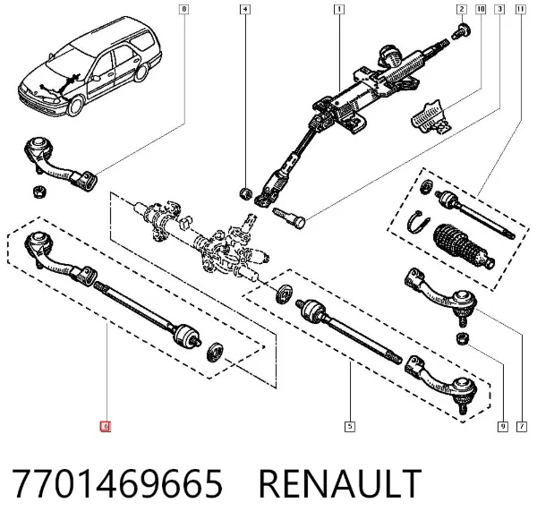 Рулевая тяга 7701469665 Renault (RVI)