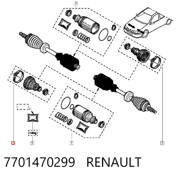 Пыльник ШРУСа передней полуоси внутренний правый 7701470299 Renault (RVI)
