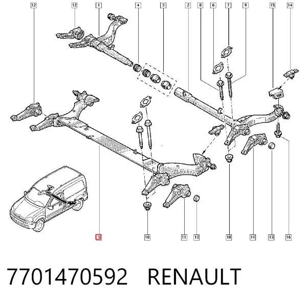 Подрамник задний Renault Kangoo I
