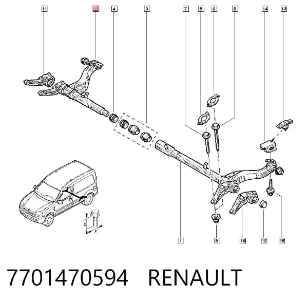 Подрамник задний 7701470594 Renault (RVI)