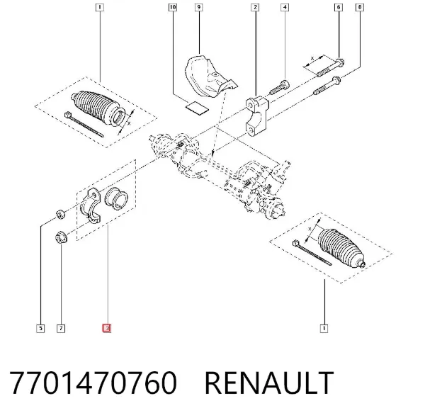 Втулка крепления рулевой рейки 7701470760 Renault (RVI)