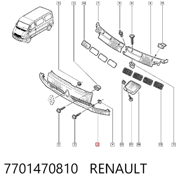 Решетка радиатора 7701470810 Renault (RVI)