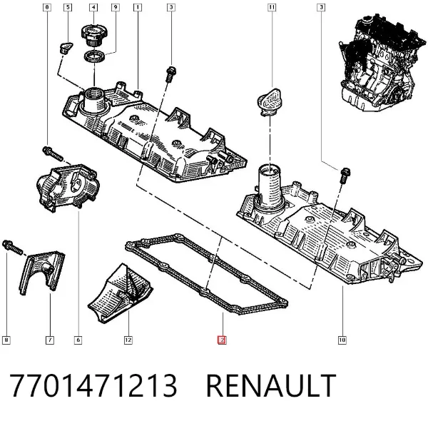 Прокладка клапанной крышки 7701471213 Renault (RVI)
