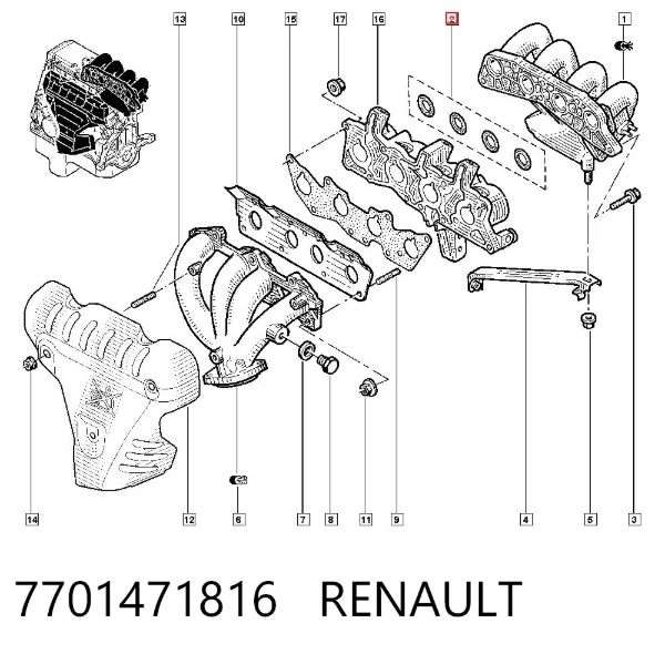 Прокладка впускного коллектора 7701471816 Renault (RVI)