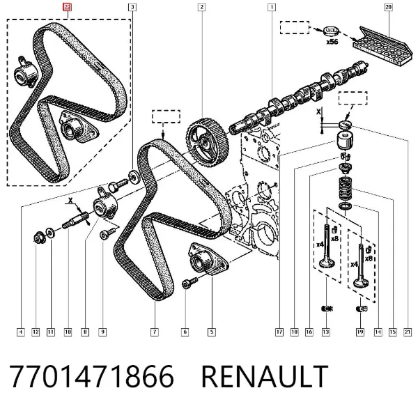 Комплект ГРМ 7701471866 Renault (RVI)