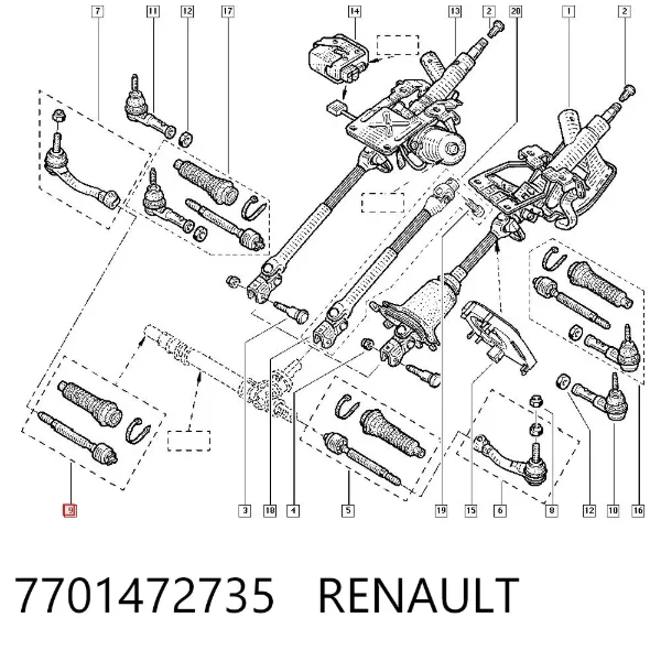 Рулевая тяга 7701472735 Renault (RVI)