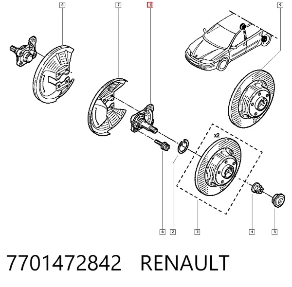 Поворотный кулак задний 7701472842 Renault (RVI)