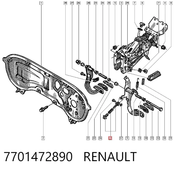 Пружина педали сцепления 7701472890 Renault (RVI)