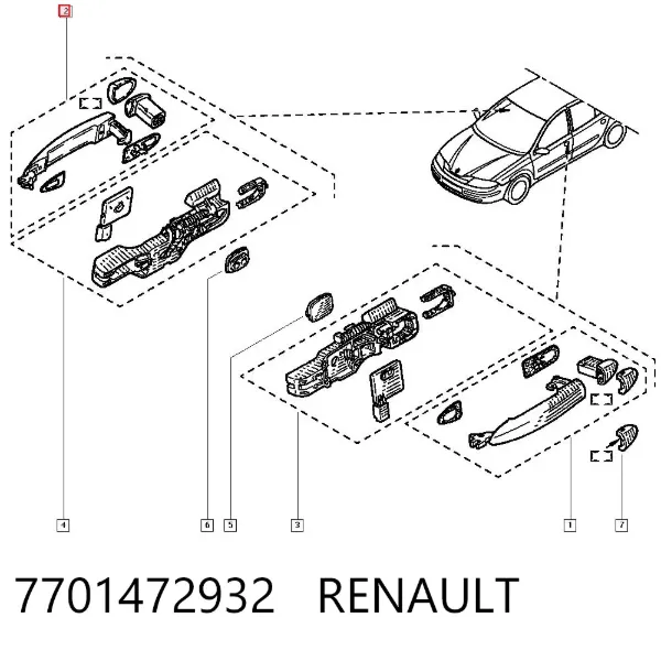 Ручка двери передней наружная левая 7701472932 Renault (RVI)