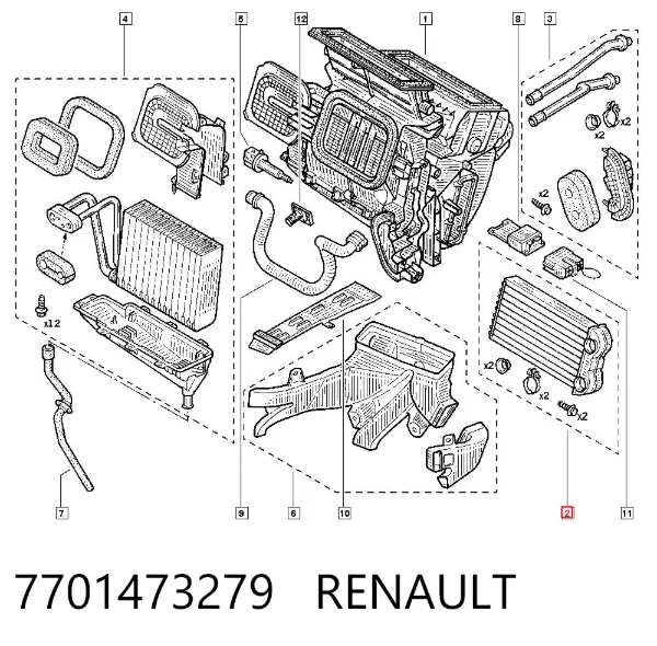 Радиатор печки 7701473279 Renault (RVI)