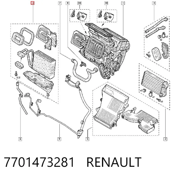 Испаритель кондиционера 7701473281 Renault (RVI)