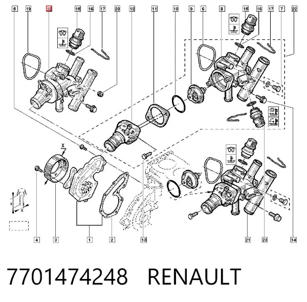 Корпус термостата 7701474248 Renault (RVI)