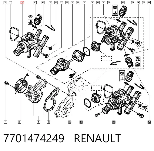 Корпус термостата 7701474249 Renault (RVI)