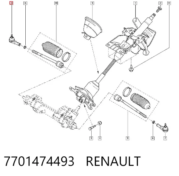 Рулевой наконечник 7701474493 Renault (RVI)