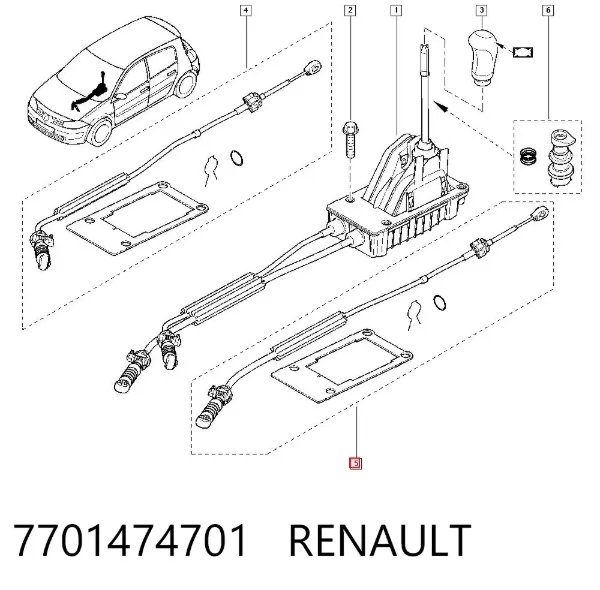 Трос переключения передач 7701474701 Renault (RVI)