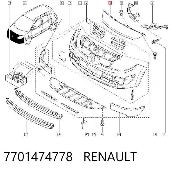 Накладка (рамка) решетки радиатора 7701474778 Renault (RVI)