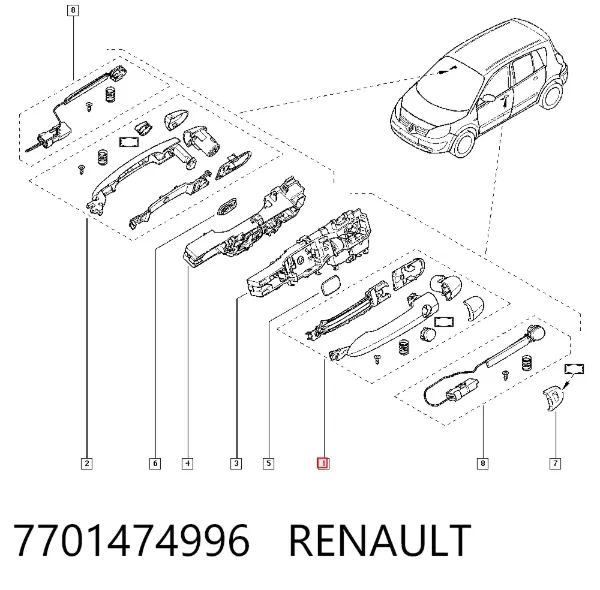 Ручка двери передней наружная левая 7701474996 Renault (RVI)