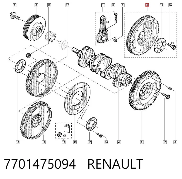 Маховик 7701475094 Renault (RVI)