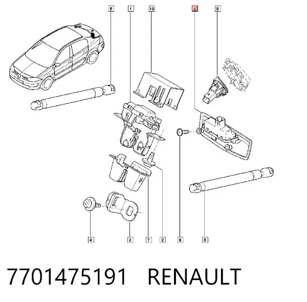 Ручка крышки багажника (двери 3/5-й задней) наружная 7701475191 Renault (RVI)