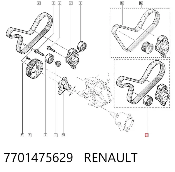 Ремень приводной 7701475629 Renault (RVI)