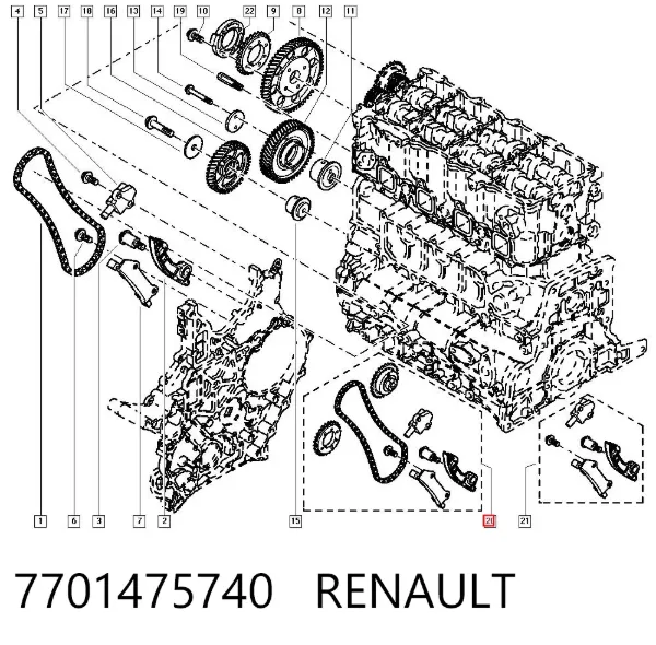 Комплект цепи ГРМ 7701475740 Renault (RVI)