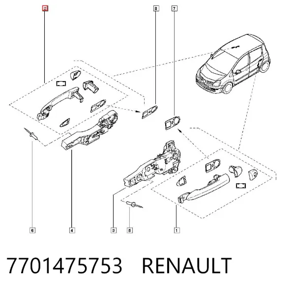 Ручка двери передней наружная 7701475753 Renault (RVI)