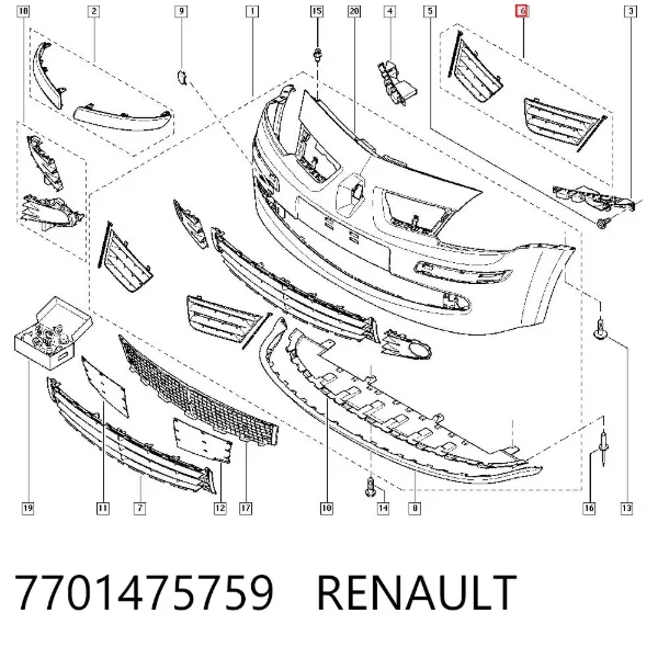 Решетка радиатора 7701475759 Renault (RVI)