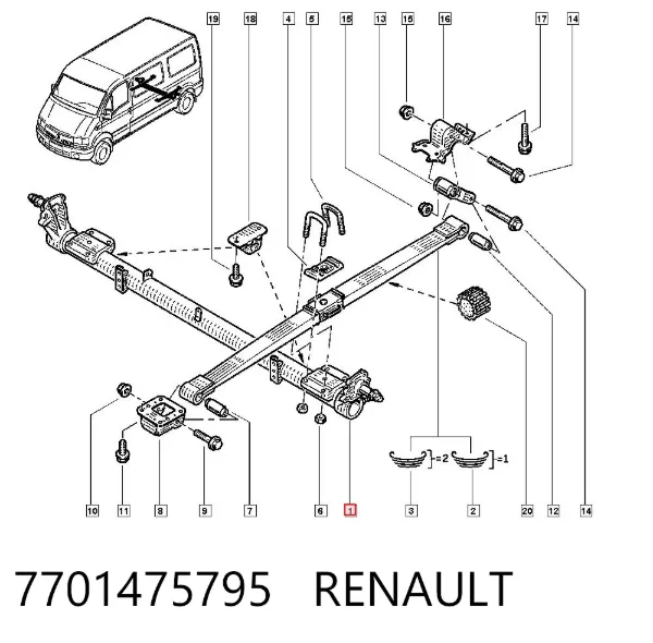 Подрамник задний 7701475795 Renault (RVI)