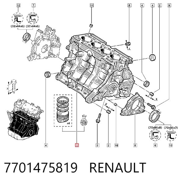Блок цилиндров двигателя 7701475819 Renault (RVI)