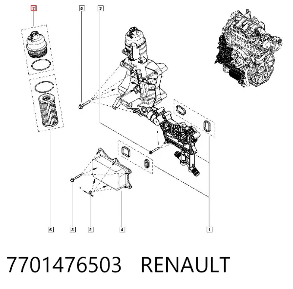 Крышка масляного фильтра 7701476503 Renault (RVI)