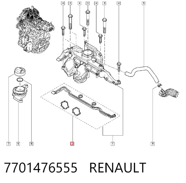 Комплект прокладок крышки клапанов 7701476555 Renault (RVI)