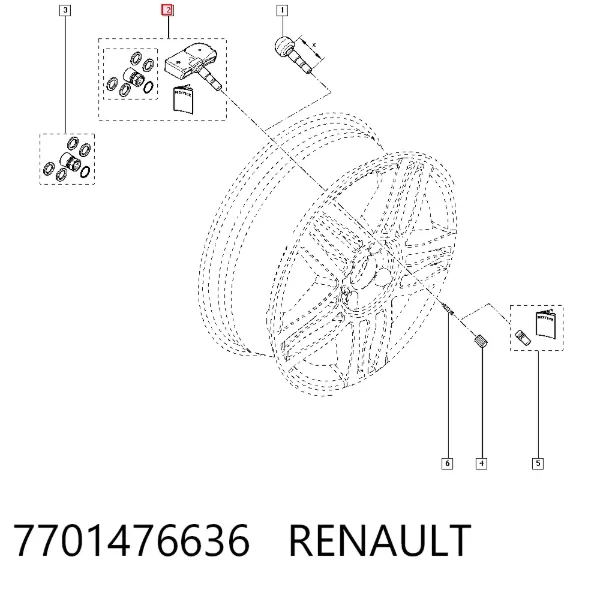 Датчик давления в шинах 7701476636 Renault (RVI)