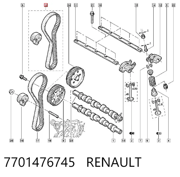 Комплект ГРМ 7701476745 Renault (RVI)