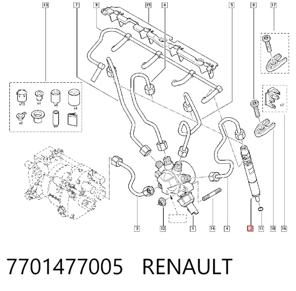 Топливные форсунки 7701477005 Renault (RVI)