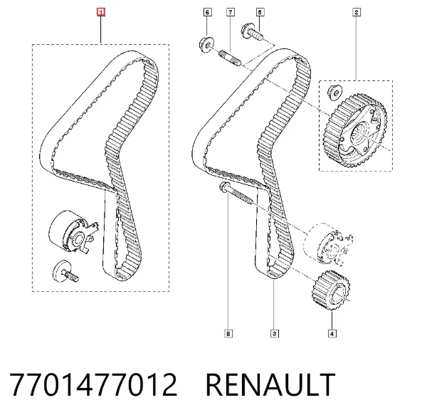Комплект ГРМ 7701477012 Renault (RVI)