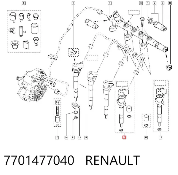 Топливные форсунки 7701477040 Renault (RVI)