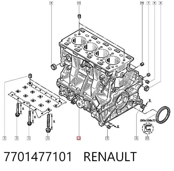 Блок цилиндров двигателя 7701477101 Renault (RVI)