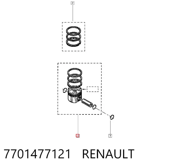 Поршень на 1 цилиндр, 2-й ремонт 7701477121 Renault (RVI)