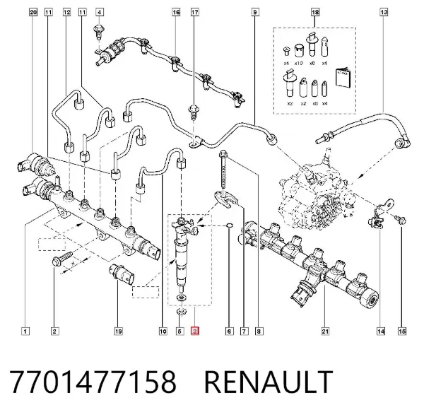 Топливные форсунки 7701477158 Renault (RVI)
