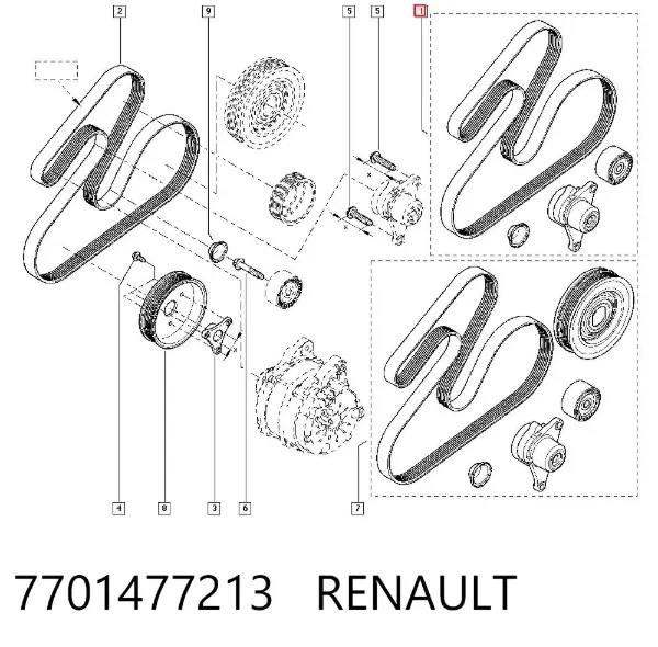 Ремень приводной 7701477213 Renault (RVI)