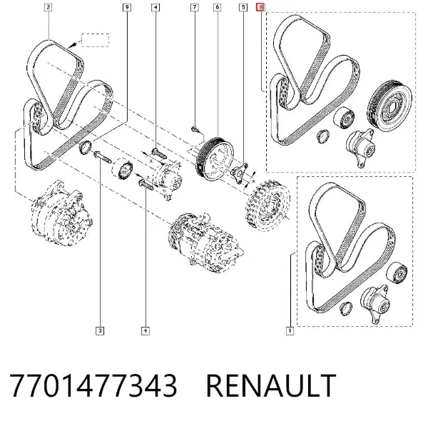 Ремень приводной 7701477343 Renault (RVI)