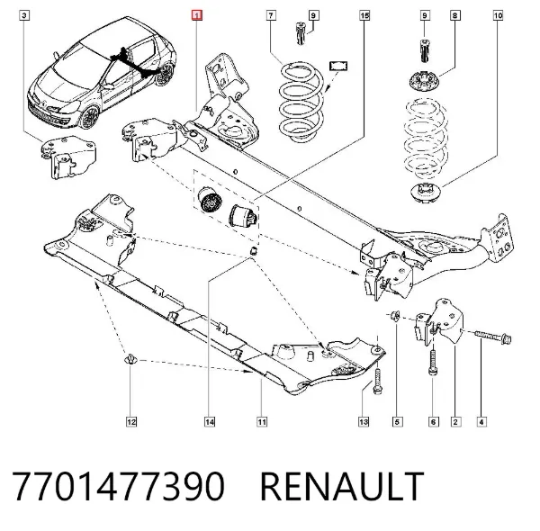 Подрамник задний 7701477390 Renault (RVI)