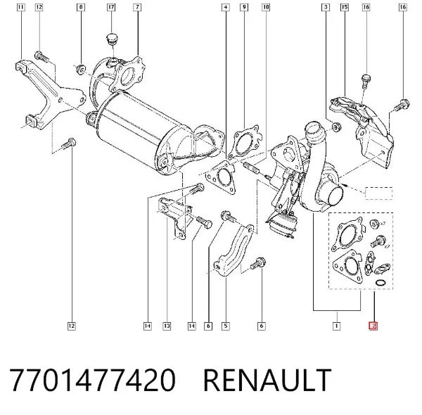 Прокладка турбины 7701477420 Renault (RVI)