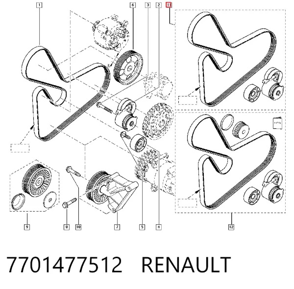 Ремень приводной 7701477512 Renault (RVI)