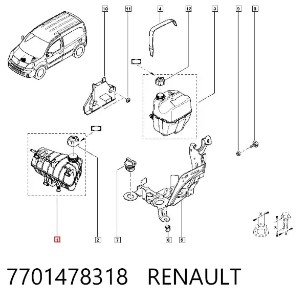 Бачок системы охлаждения 7701478318 Renault (RVI)